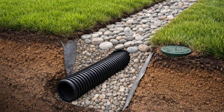 French Drain | Piermagic® Underground Drainage Pipe Surrounded by Gravel for Foundation Drainage | Piermagic®